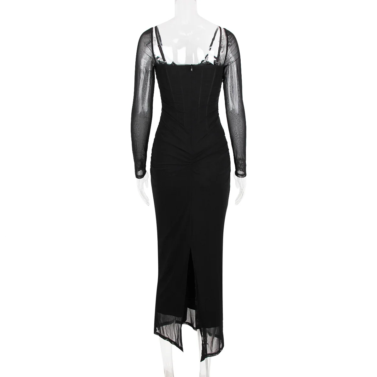 Wholesale ladies undefined Manufacturers for customs clothes stock mesh lace black maxi evening party dress for women