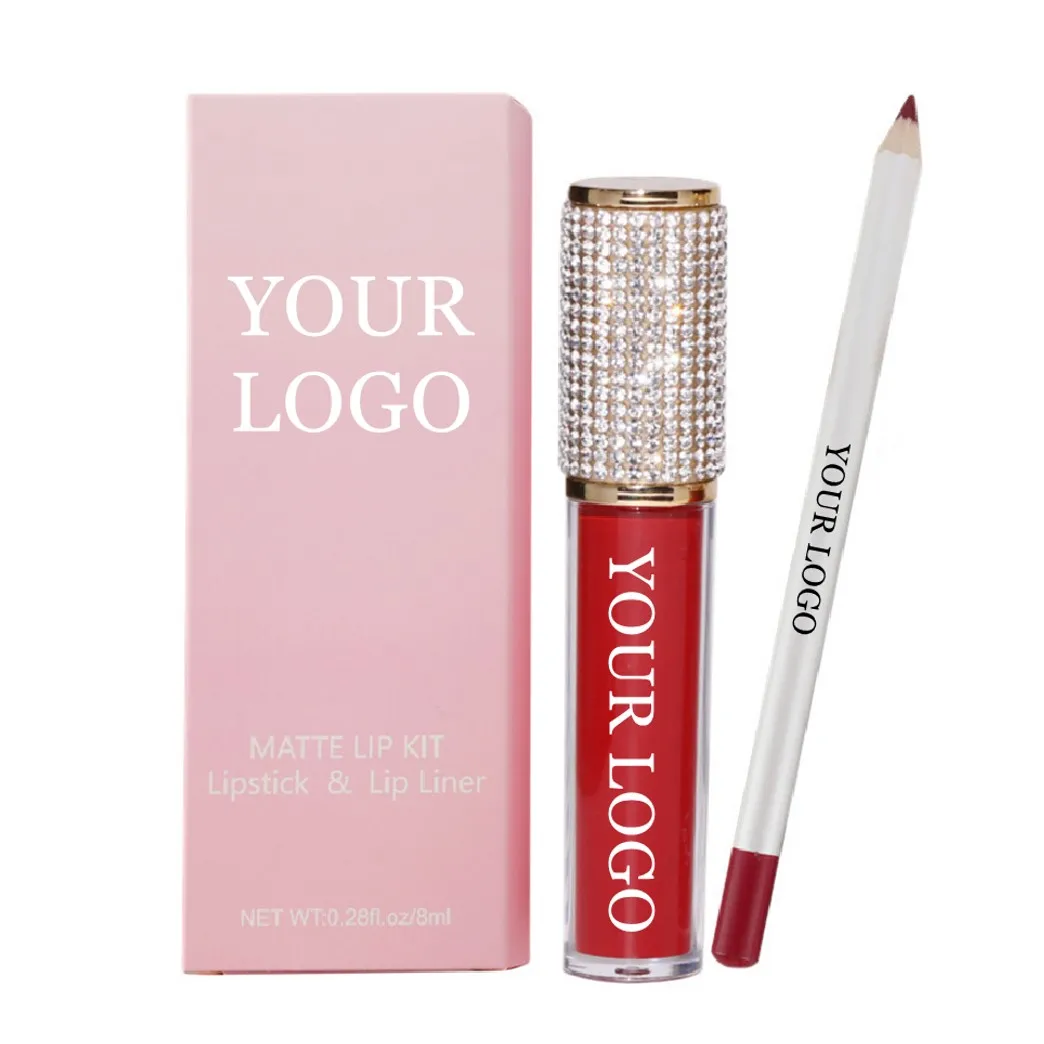 Drop ship rouge a levre customize private label 2 in 1 matte lipstick and liner