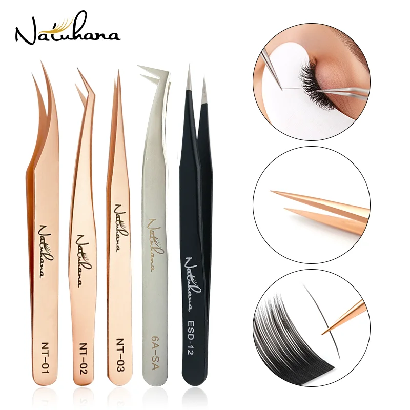 Hot Selling Lash Supplies Wholesale Custom Logo Gold Matte Black Fiber Tip Tweezers For Eyelash Extension Vendor