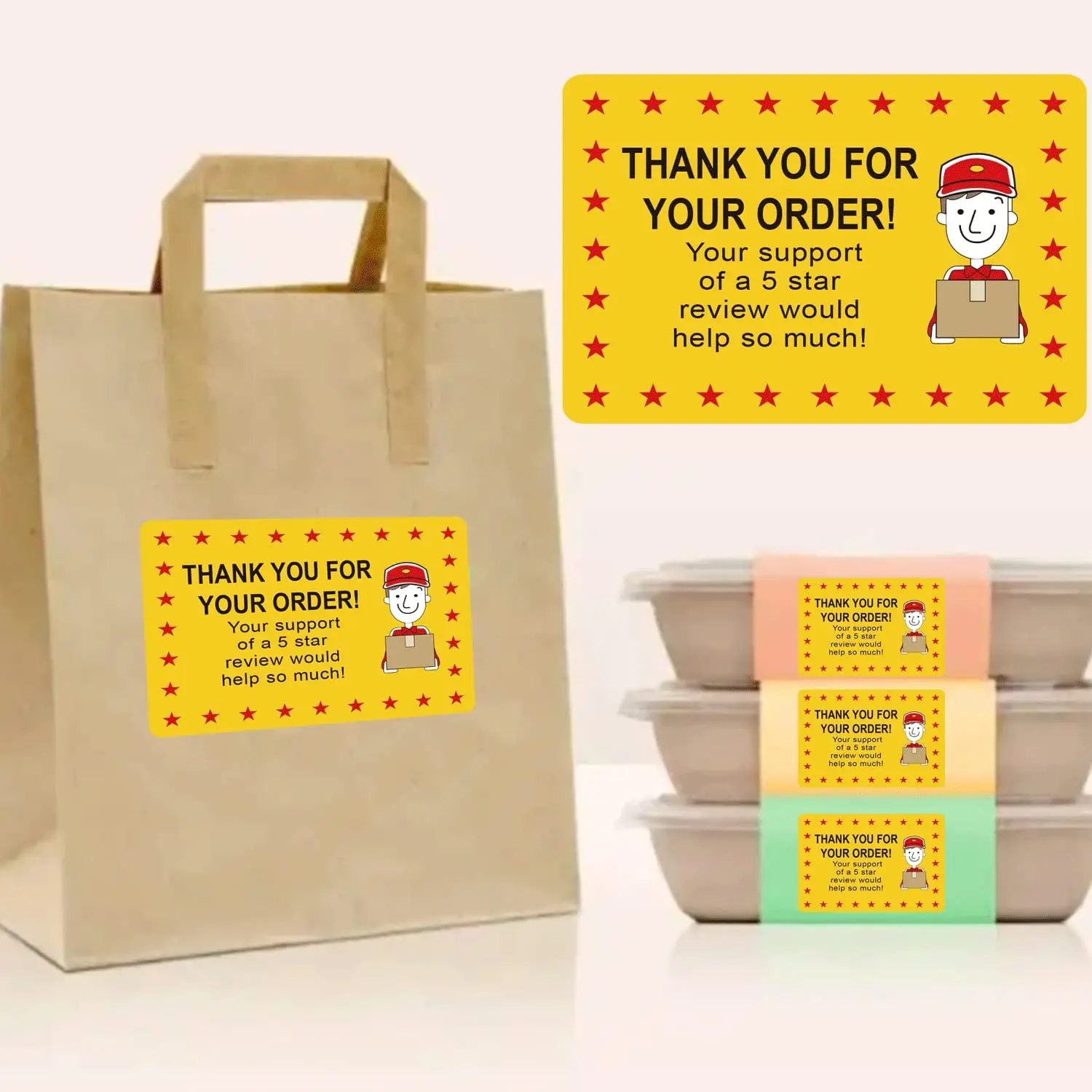 Food Delivery Tamper Evident Stickers & Thank You for Your Order Sticker for Packaging ,Purchase, Customer