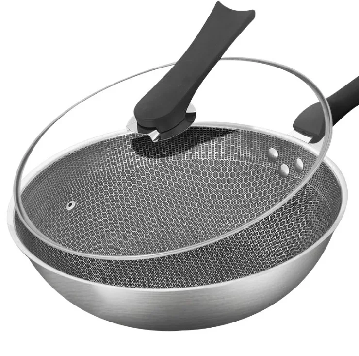 New brand High Quality Chinese Non-stick Cookware 32cm Cast Iron Wok Pan without Lids Fish Scale Fry