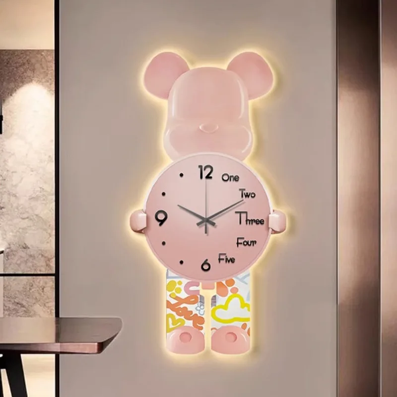 Popular Modern Simple Violent Bear Clock Wall Clock Living Room Grandfather Clock