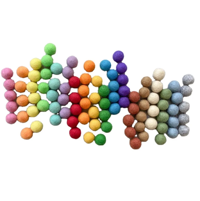 Wholesale Bulk assorted color pure wool pom poms 10mm cotton 100% wool felt balls for craft Christmas decoration