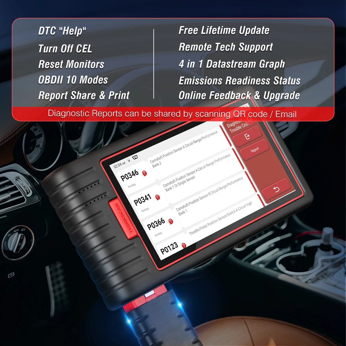 Thinkscan Max 2 Full System OBD Diagnostic Tool FCA CANFD Auto OBD2 Code Reader with 28 Resets
