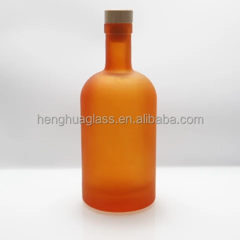 Изготовленный На Заказ матовый оранжевый цвет 500 мл 50cl флакон для виски, круглая бутылка для водки, ликера, Джина, спирта, рома, вина, бокал с пробкой