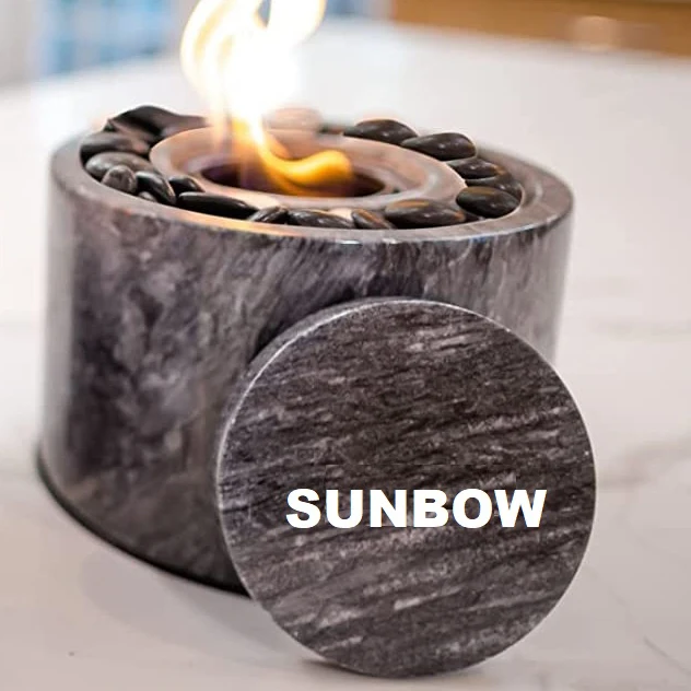 SUNBOW Original Marble Portable Fireplace Clean Burning Tabletop Fire Pit Bowl Indoor Outdoor Table Top Mini Ethanol Fire Pit