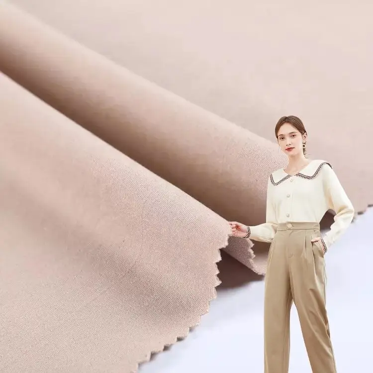 CVC woven material clothes fabric 260GSM stretch plain dye polyester/cotton spandex twill fabric for pants or dress