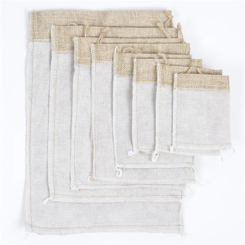 drawstring bag plain jute bag linen shopping bag