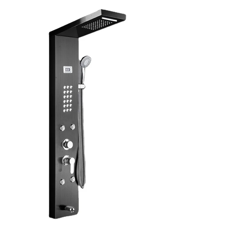 Manufacturer Luxury LED Rain Shower Head Panel Set SUS304 Stainless Steel Column Wall Mounted Brass for Hotels