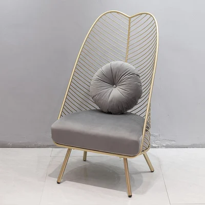Wholesale Nordic Leaf Lazy Leisure Chair Modern Simple Luxury Bedroom Living Room Chair Metal Single Seat Wire Accent Chair