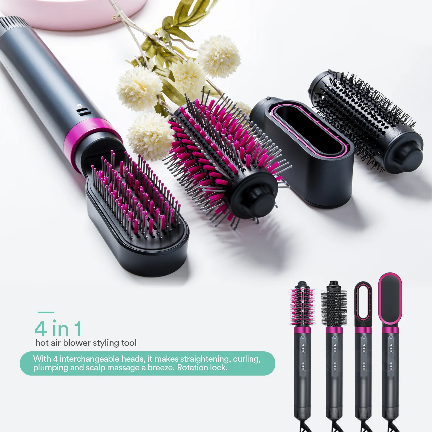 5 in 1 Styler Volume Shape Multi Functional Curling Straightening Comb Straightener Electric Iron Comb Hair Curler Set