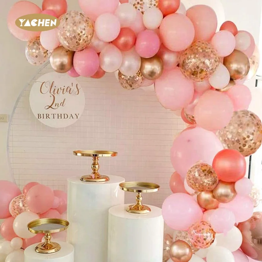 Pink Gold 60pcs Single Ballons Balloons Garland Arch Kit for Baby Shower Wedding Party Decorations