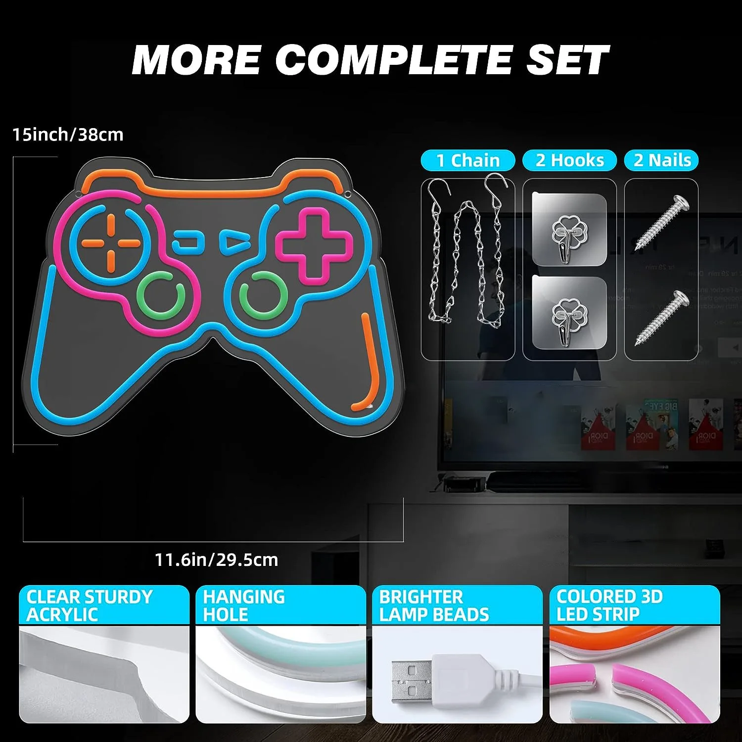 Gamer Neon Decorative Game Board Controller Led Neon game dimming