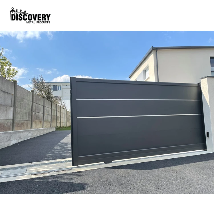 Electric automatic modern design decoration metal aluminum main motor opener sliding gate for garden