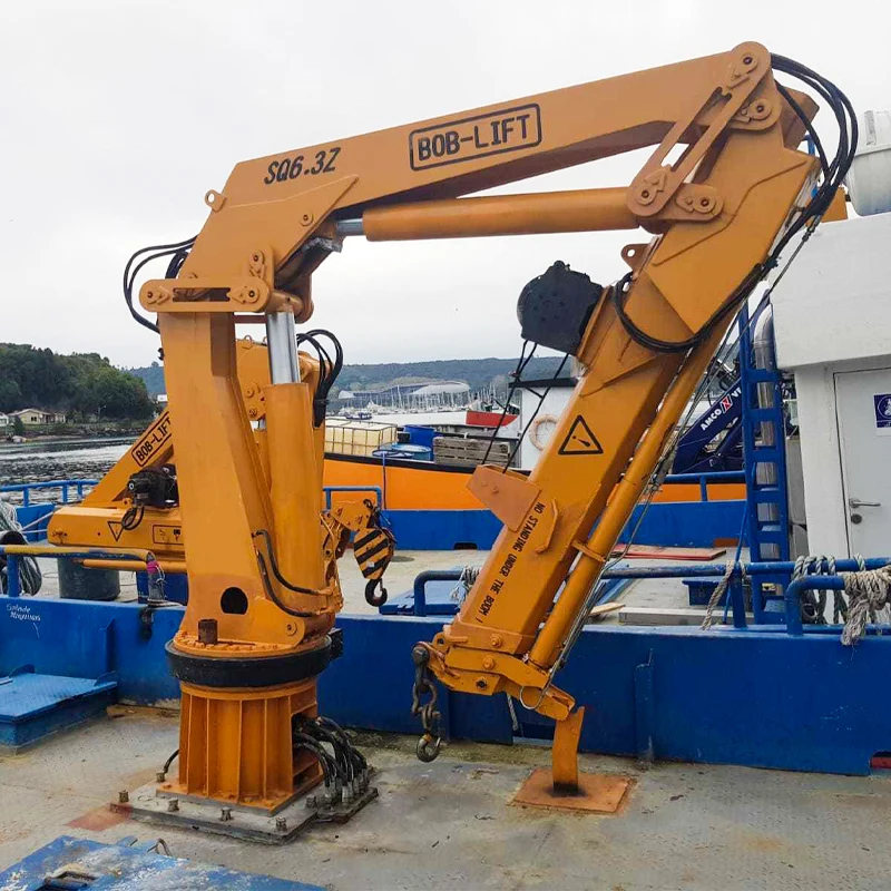 BOB-LIFT hydraulic system 1-6-12 ton Knuckle Boom Marine Davit Crane in deep sea operations