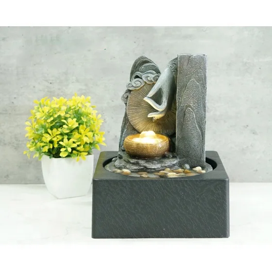 Buddha Statue Polyresin WaterFall  Table Top Water Fountain for Home and Garden Decoration