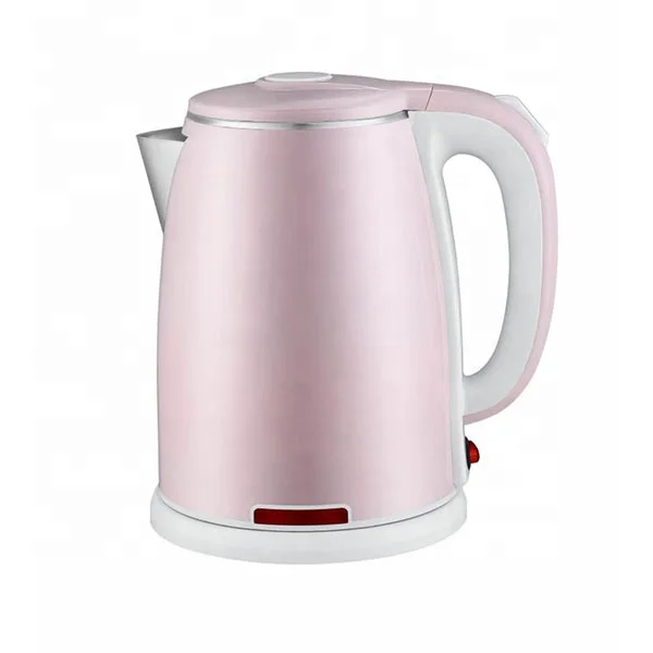 
2021 hot sale electronics kitchen appliances PINK COFFEE Double wall 2 Layers Anti-scald Electric Kettle Thermostat keep warm 