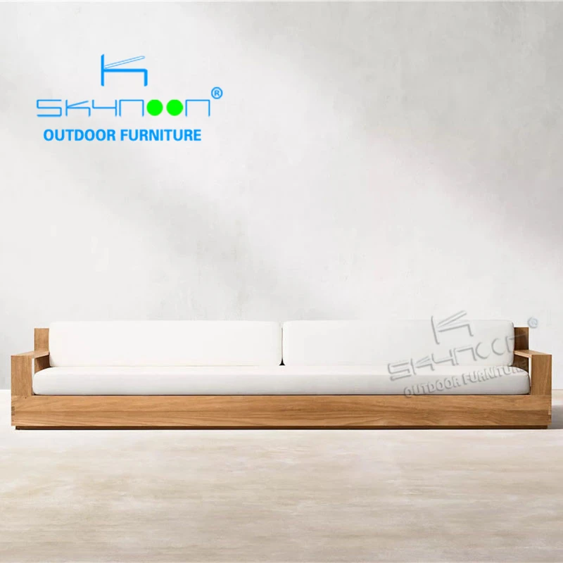 Modern luxury outdoor furniture teak living room villa patio garden sofa customizable all-weather teak outdoor sofa(T48002B)