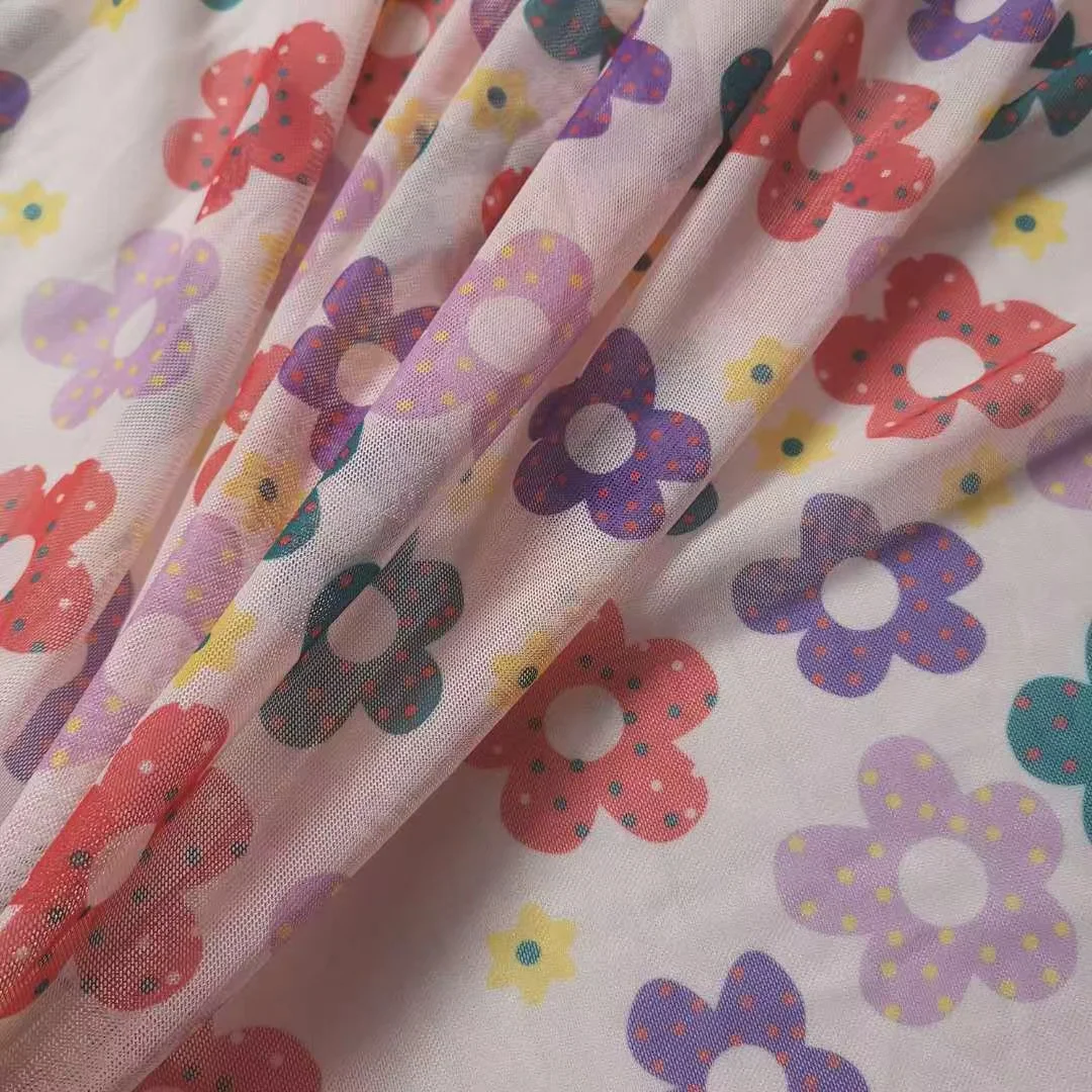 Custom Hot Sale Digital Printed Spandex Mesh Fabric With No MOQ
