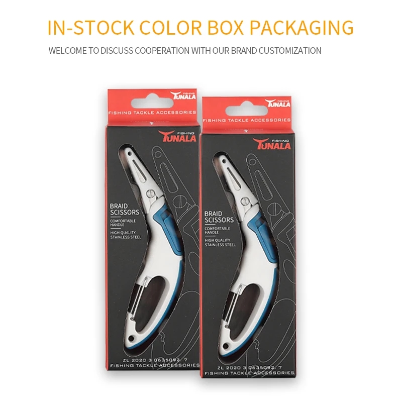 Braided Line Scissors Fish Clippers Stainless Steel Fishing Scissors Blade Rubber Handle Flechtleine-Schere Angelknipser