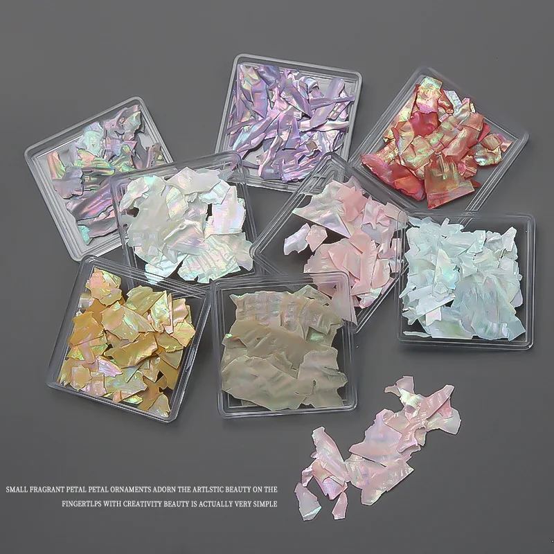Chic and Delicate Nail Art Decorations - Thin Japanese Mica Pieces and Irregular Multicolor Shell Rhinestones