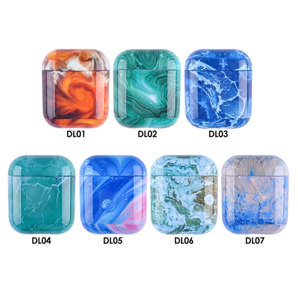  Glossy Shiny IMD Geometric Marble Earphone Storage Case