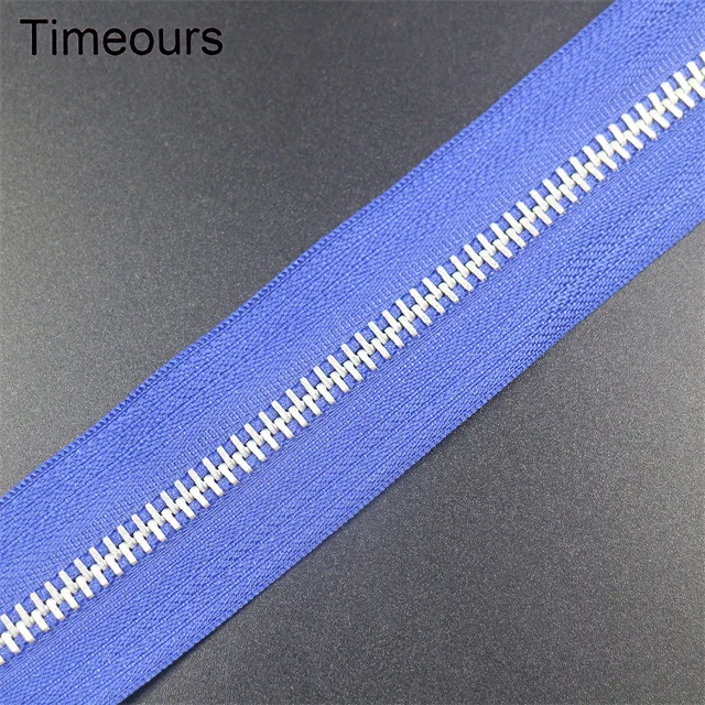Zipper Customized White Aluminum Twill Zipper Long Chain Puller Apparel Garment Open-end Polyester Zipper