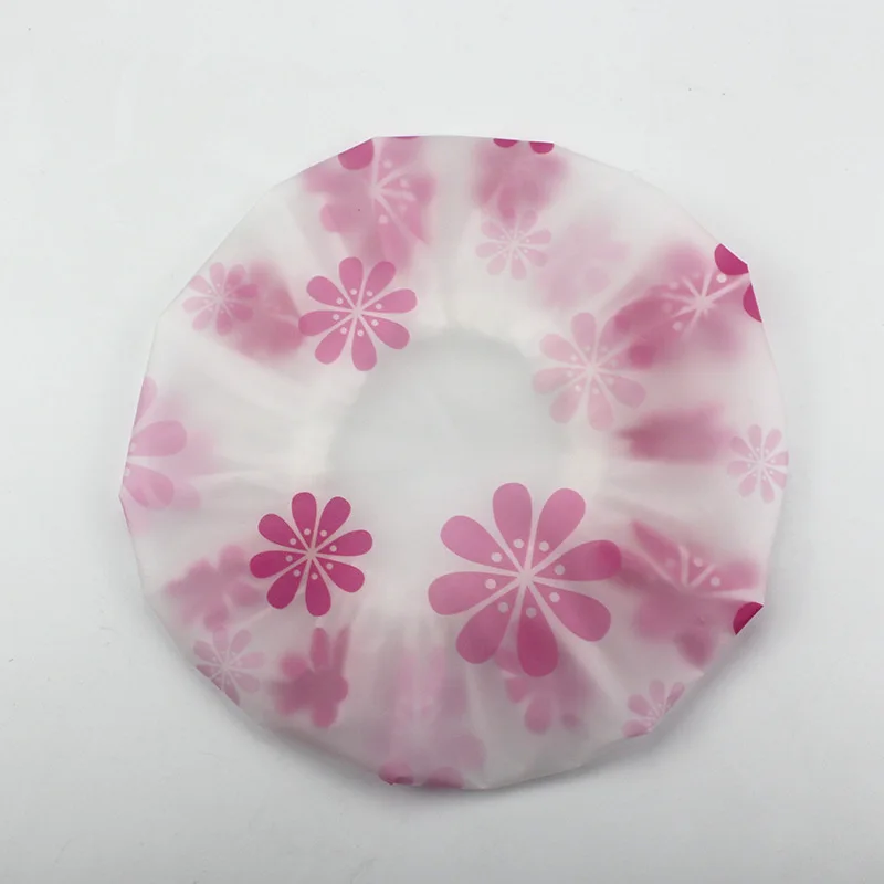 Hot selling Waterproof Bath Cap Plastic Reusable Shower Cap Elastic Band Bath Hair Hat for Women Ladies SPA