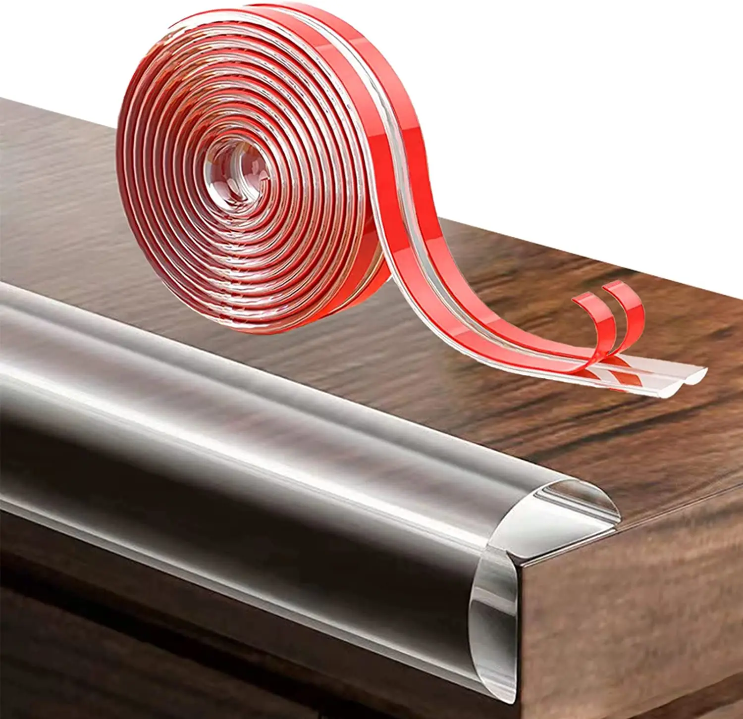Edge Protector Strip Clear Thickened Silicone Soft Corner Protectors with Upgraded Pre-Taped Strong Adhesive