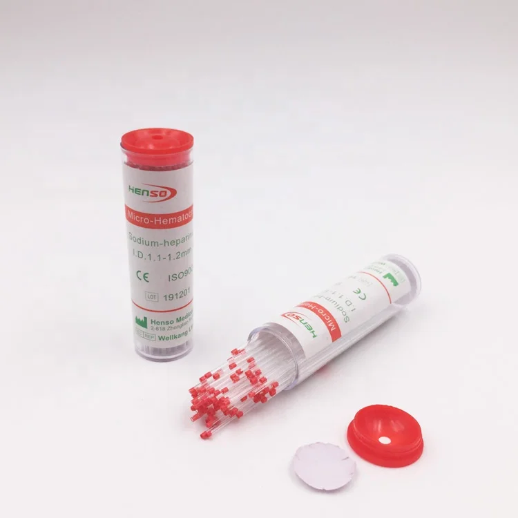 HENSO Red Top Glass Micro Hematocrit Capillary Tubes With Sodium-heparinized