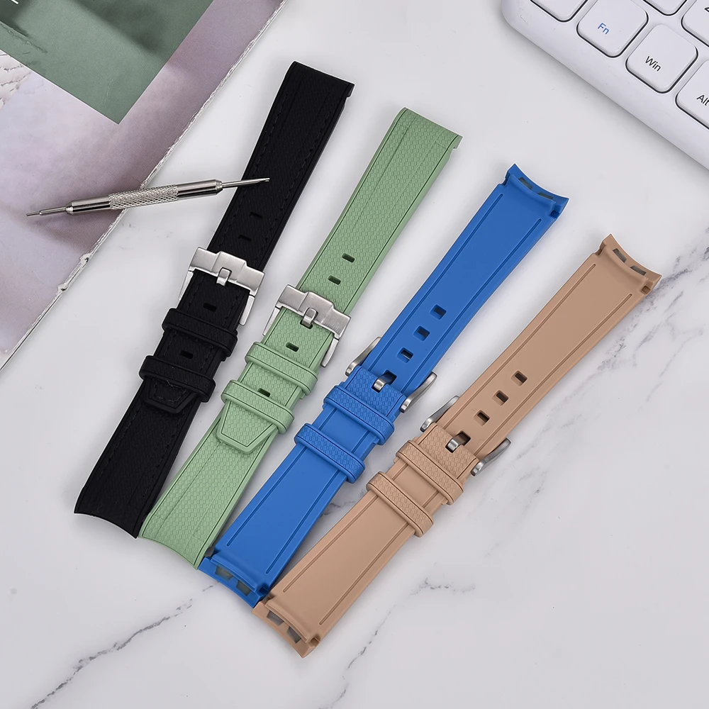 JUELONG 20mm Curved End Rubber Watch Bands Soft Rubber Replacement Watch Straps For Mo on Watches