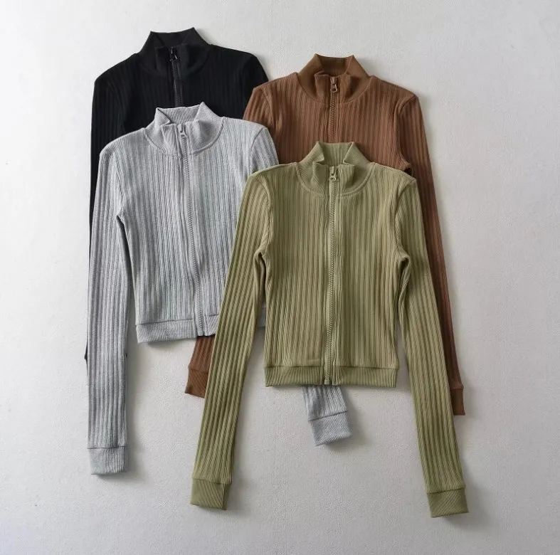 Runwaylover 2396 Front Zipper 2024 Ladies Slim Knitted Cardigan