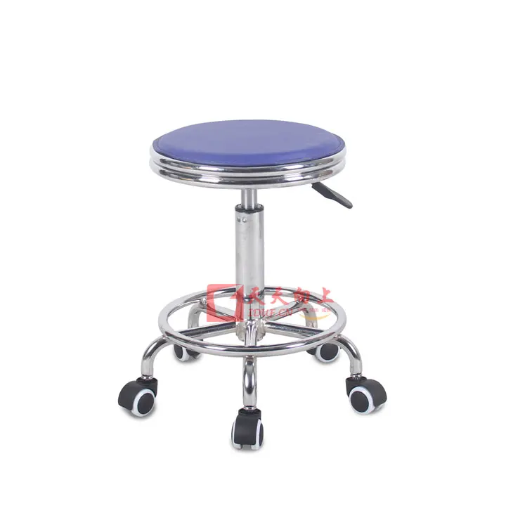Adjustable Laboratory Stool With Footrest Swivel Leather Seat Lab Stool Fixed Backless Chair For Hospital Workshop Counter