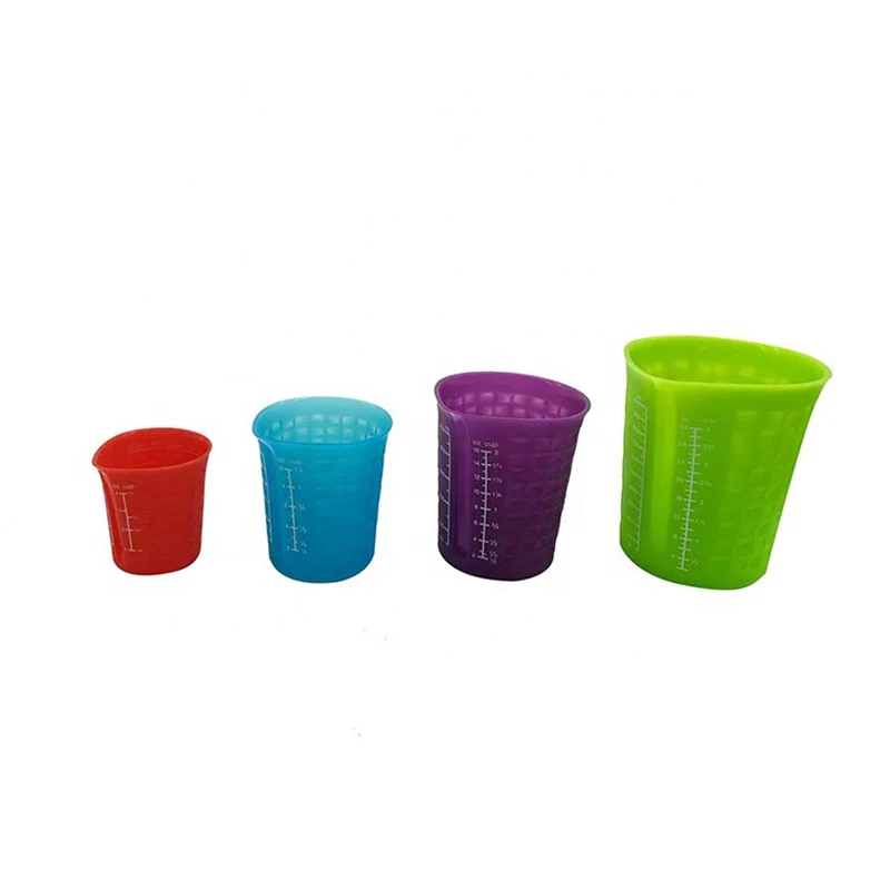 Food Grade Silicone Multicolor Multiple sizes Durable Portable Silicone Mixing Cups Silicone Measuring Cups Set