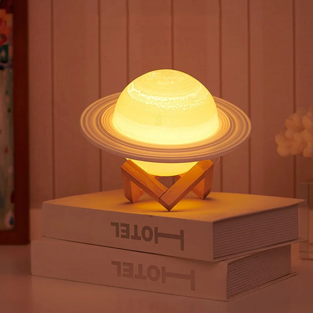 Led moon night light water transfer decoration room lamp Saturn shape gift kids custom night lamps