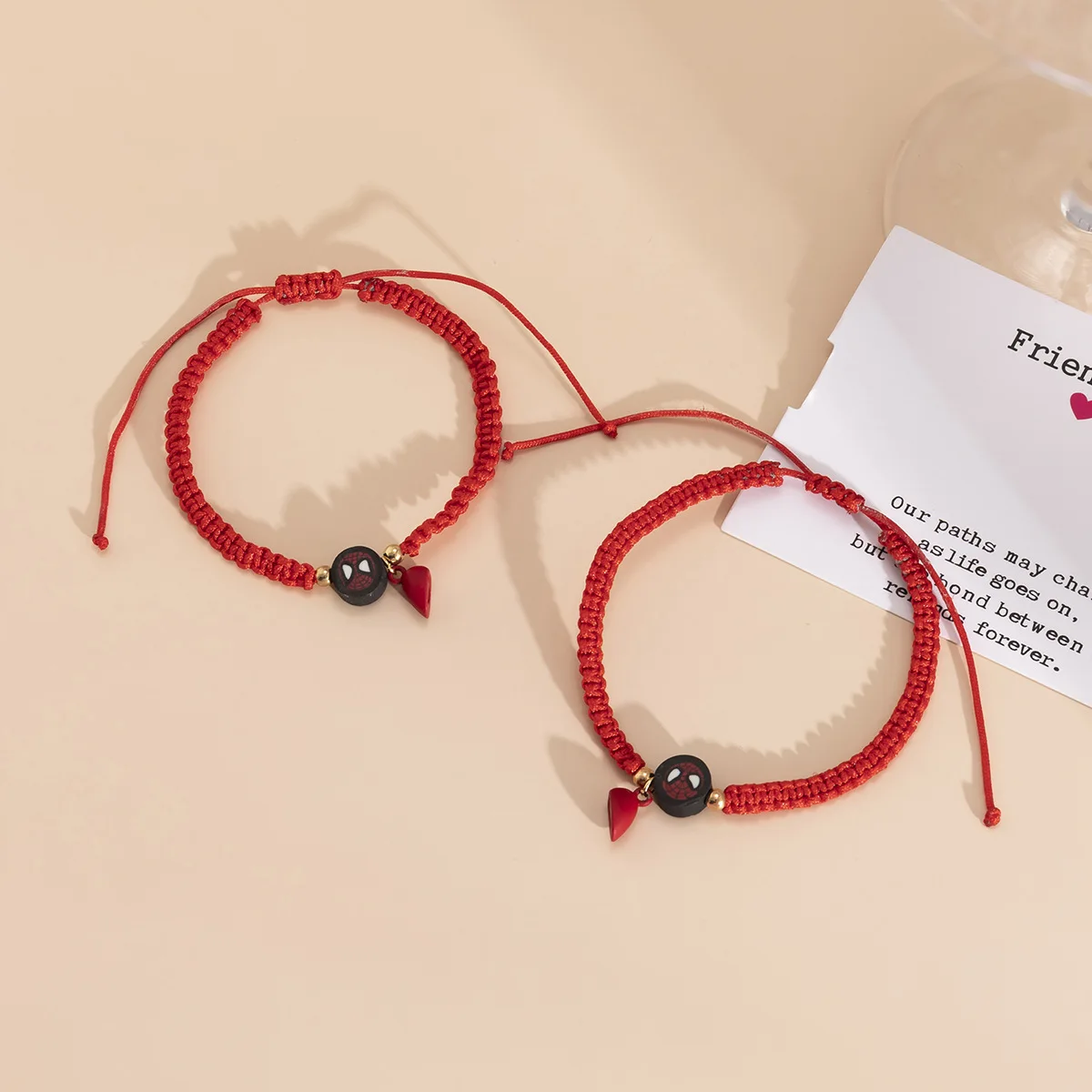 Customization Minimalist Simple Handmade Polymer Ceramic Red Rope Spider Magnetic Iron Adjustable Bracelet For Couple