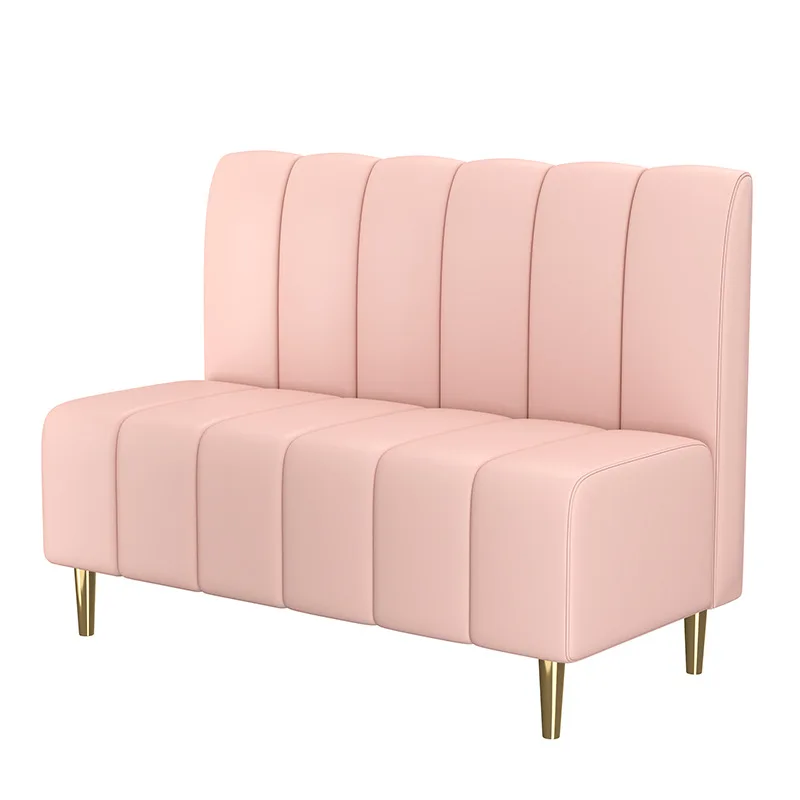 Недорогая кожаная розовая ресторанная будка T04 со столом, будки для ресторана (1600323325498)