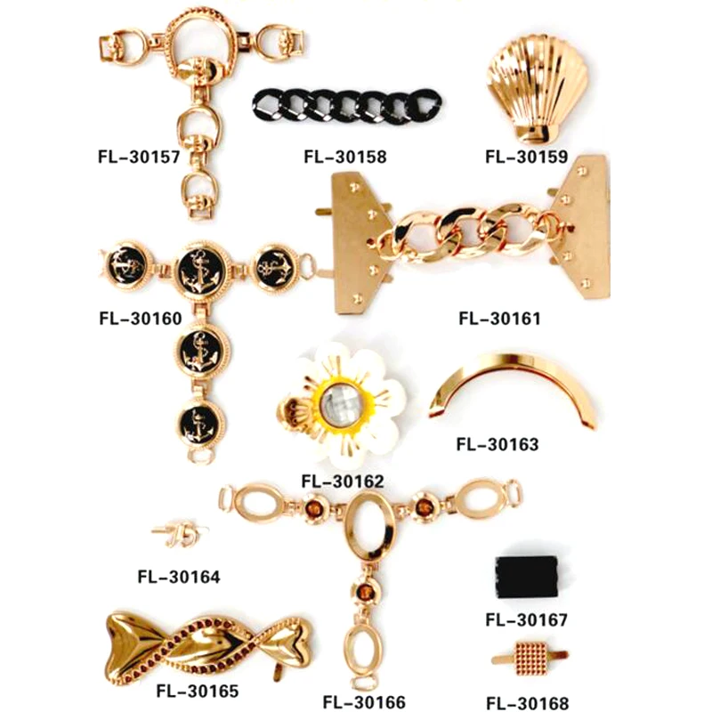 HJ Custom shoe buckle metal hardware shoes accessories/metal accessories for shoes/decorative man shoe buckle chain