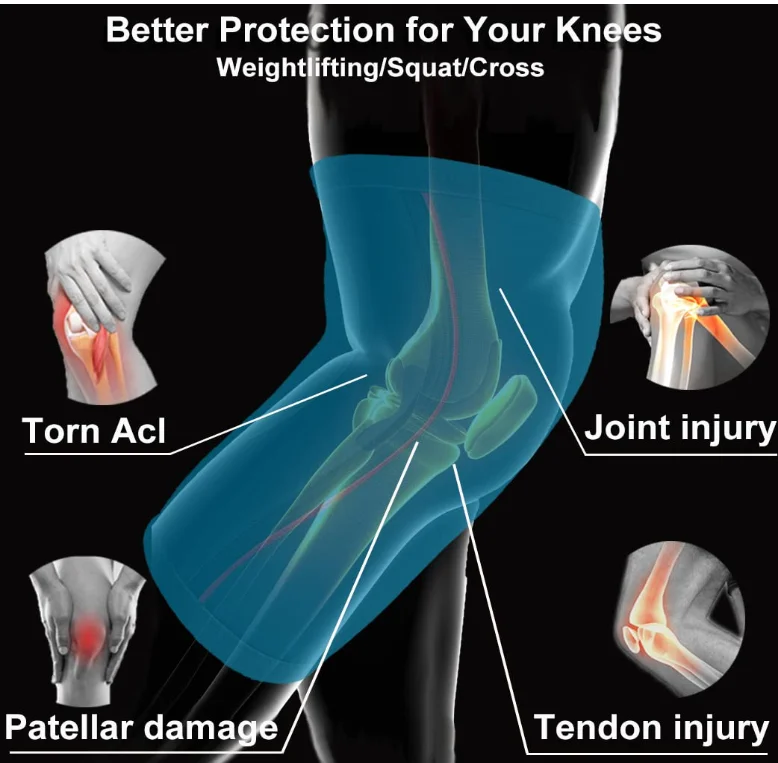 Fitness Neoprene Weight Lifting Gym Stiff Custom Knee Sleeve 7mm Rodillera Brace For Power Lifting