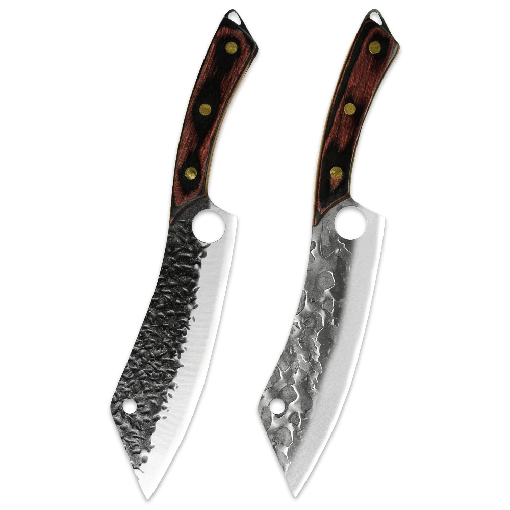 Xingye Factory Customized Logo Full Tang Handle Finger Hole 8 Inch Stainless Steel Meat Cutting Chinese Kebab Fish Slicing Knife