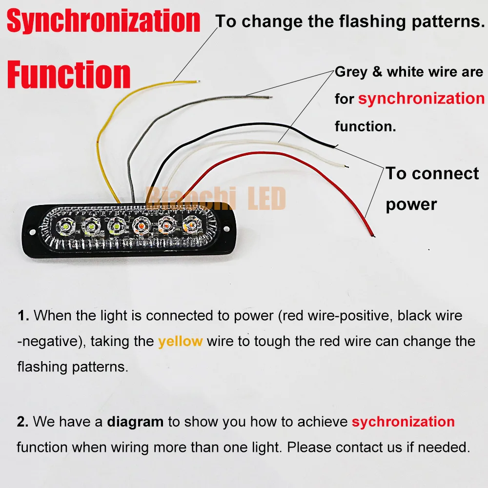 Super Slim Surface-mounted  6 LED 6W 4 Inches 11cm Red Blue LED Traffic Car Truck Emergency Grille Strobe Warning Lights
