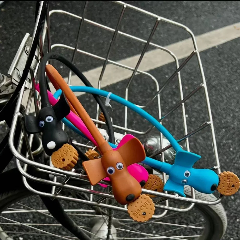 Anti-theft Cute animal shape bike Environmental protection silicone tape Wire lock Anti theft ring bicycle cable lock