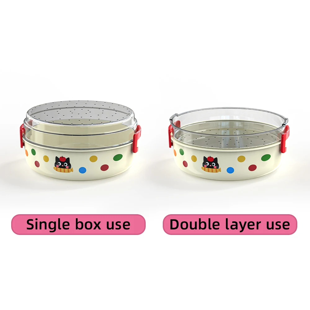 Transparent round Glass Tray with Handle Functional PET Material Food Storage Container for Kitchen Use