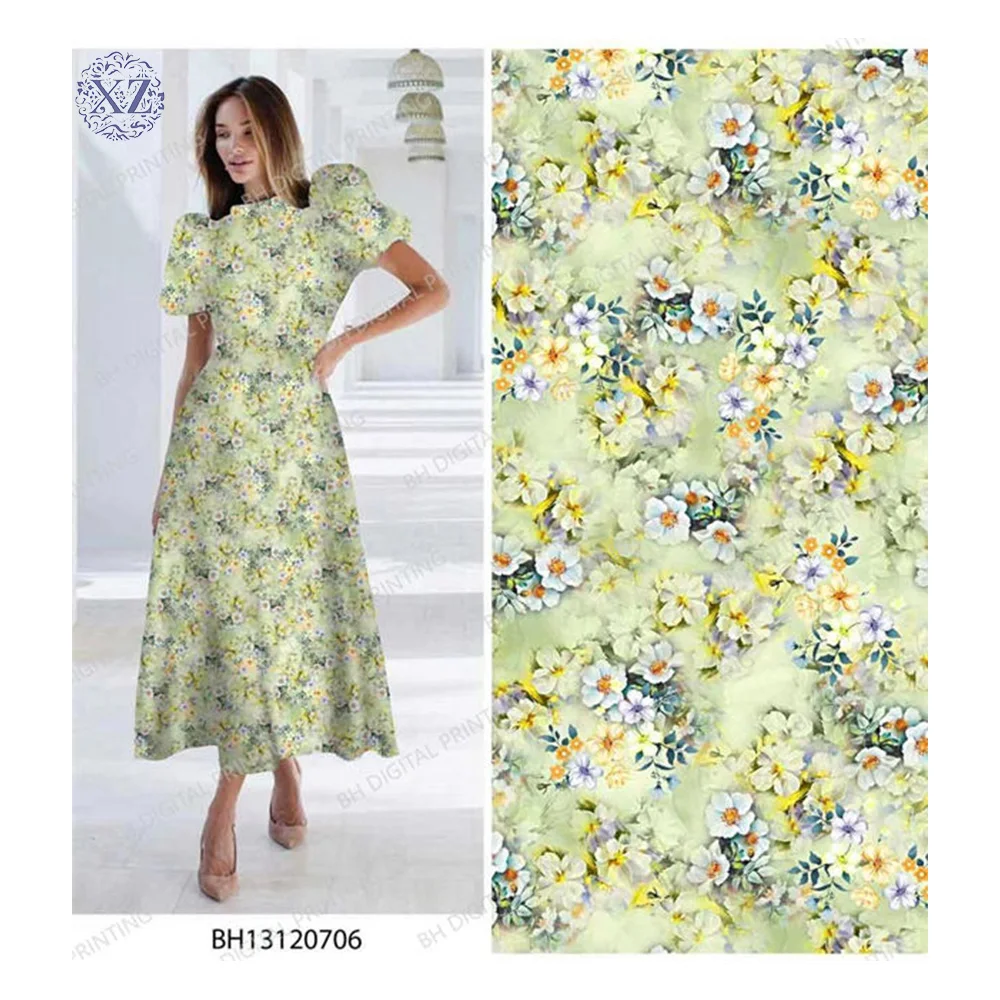 Factory Manufacture Flower Pattern Woven Digital Print 100%Cotton Fabric T Shirt Fabric Cotton Fabric