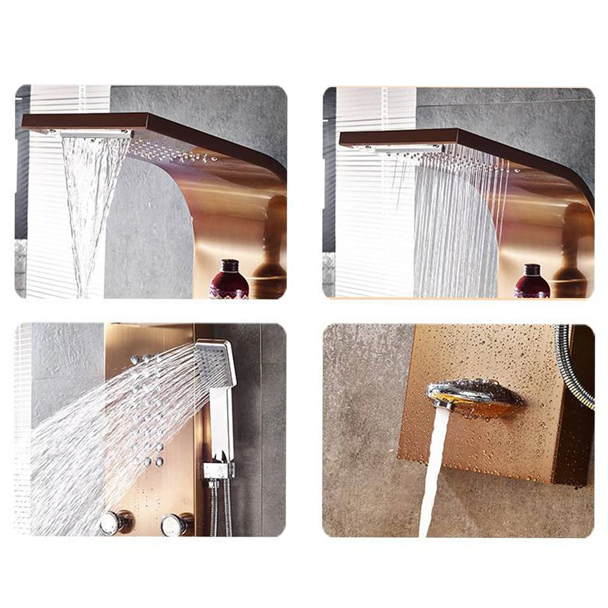 YUNDOOM OEM Golden Brushed Wall Mount Column Towers Stainless Steel Wall Mount Shower Panel For Bathroom Massage Shower Panel