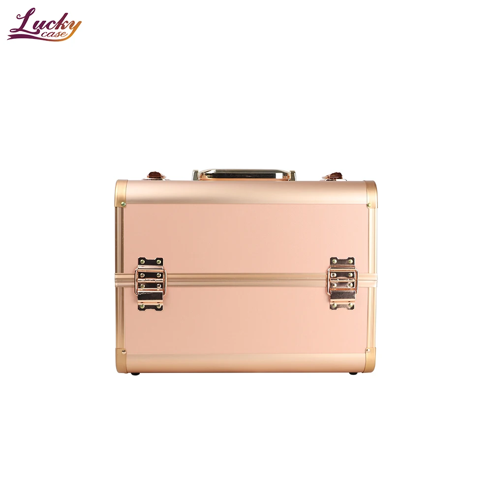 Rose Gold Makeup Suitcase Professional Makeup Case Beauty Cosmetic Box Makeup Train Case