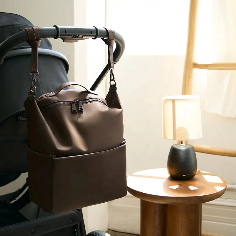 OEM Midi Travel Baby Backpack Nylon Diaper Shoulder Bag Mommy Backpack Insulated Portable Toddler Diaper Bag with Stroller Strap