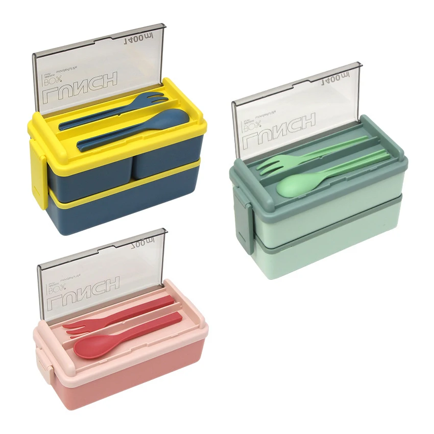 Double- layers Plastic Biodegradable Bento Rice Husk eco Lunch Box Bag Lunch Box Plastic Containers