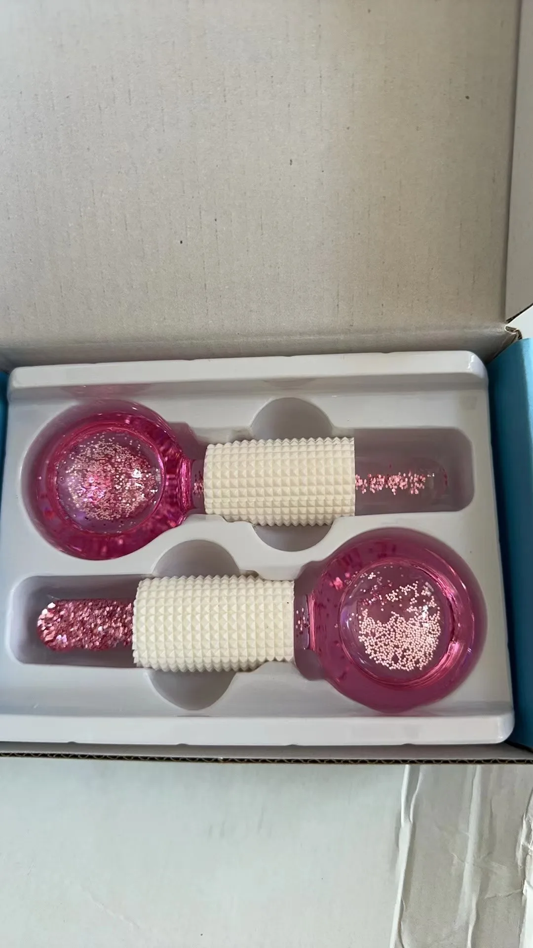 Custom Logo Ice Globes for Facial Cooling Globes Set for Eye Neck Cold Glass Ice Roller Ball Ice Globe Massager