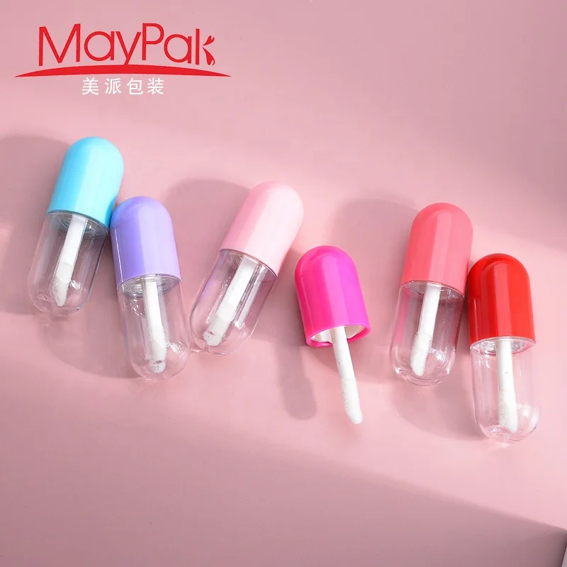Custom Plastic 3ml Mini Lip Gloss Containers Tube Empty Purple Pink Red Blue Clear Lip Gloss Wand Tubes For Kid